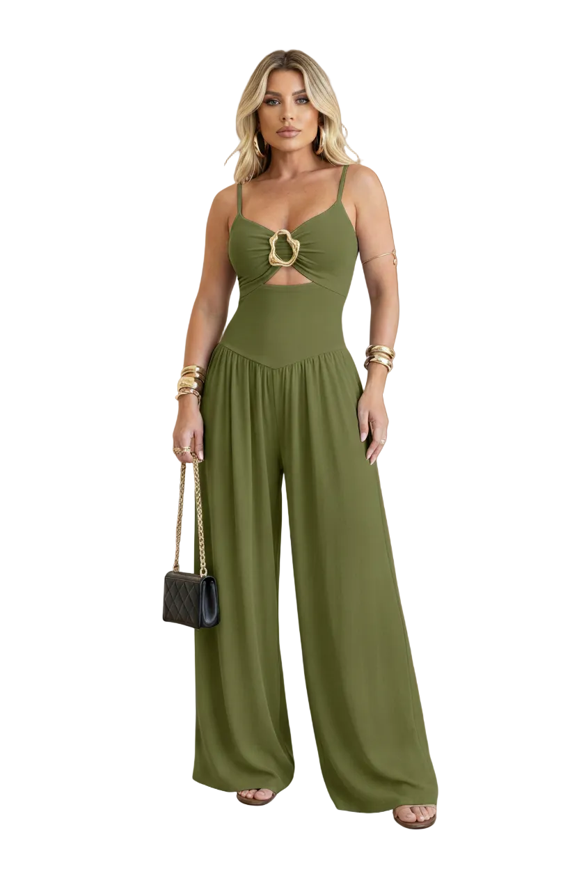 Elegant Backless Wide-Leg Jumpsuit with Adjustable Straps - Jamota