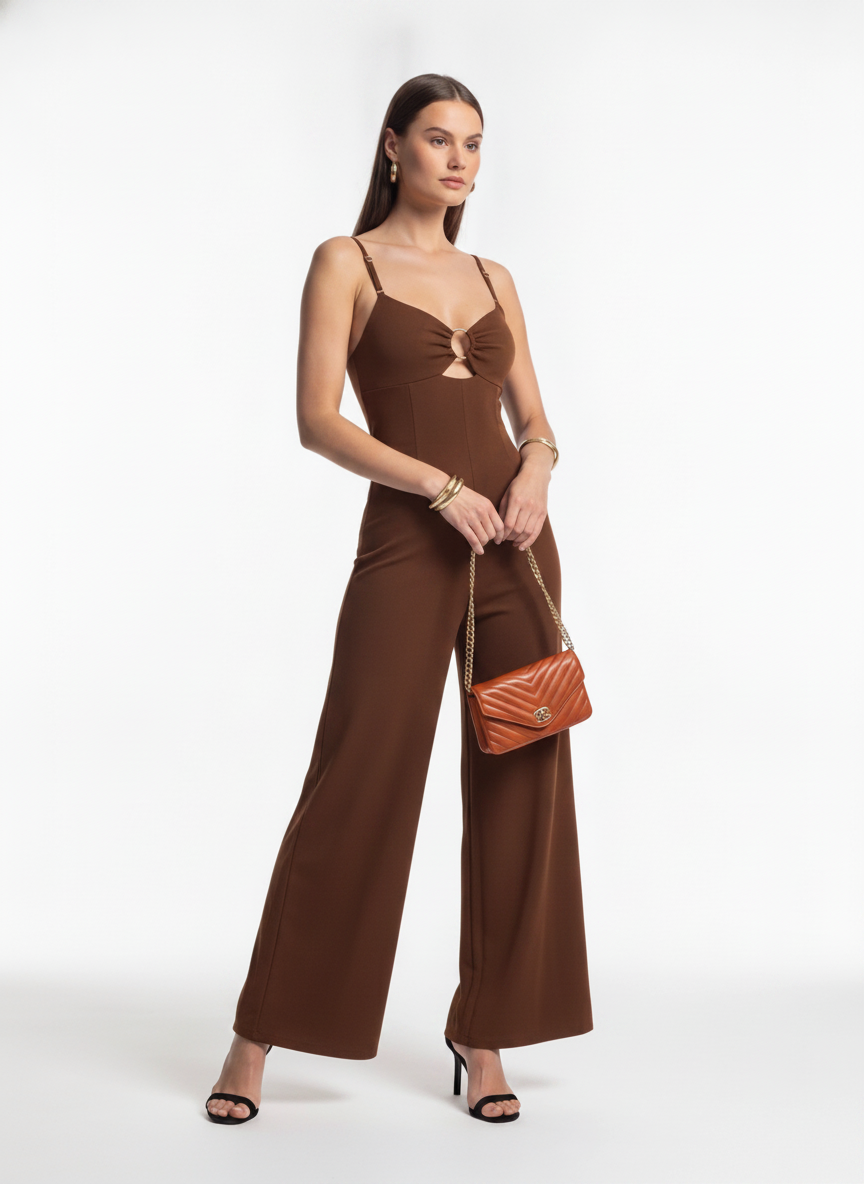Elegant Backless Wide-Leg Jumpsuit with Adjustable Straps - Jamota