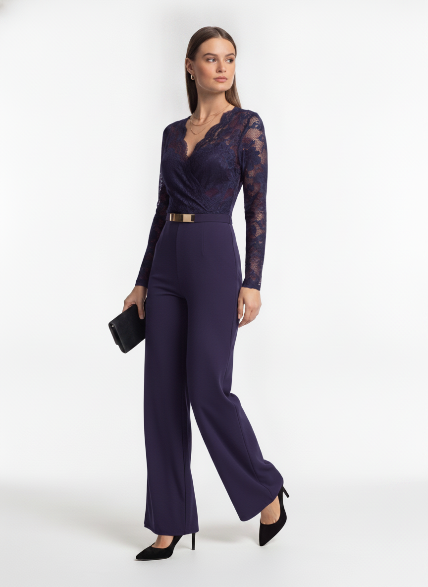 Elegant Professional Women's Jumpsuit with Pockets & Adjustable Straps - Jamota