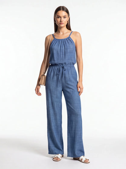 Stylish Lightweight Summer Jumpsuit with Pockets & Adjustable Straps by Jamota One-Pieces Jumpsuits & Rompers