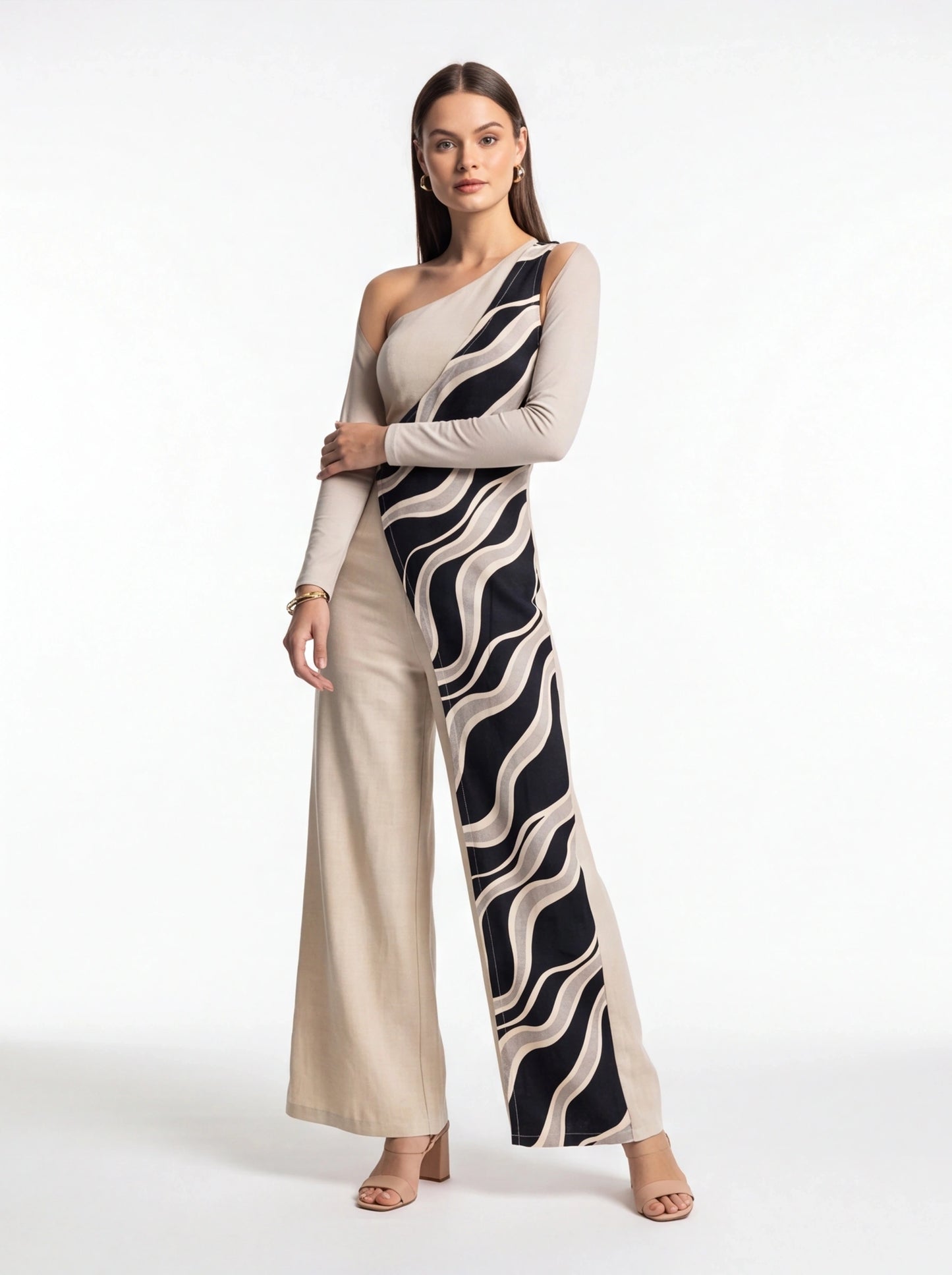 Chic Colorblock Wide-Leg Jumpsuit for Women | Elegant Design, Comforta by Jamota One-Pieces Jumpsuits
