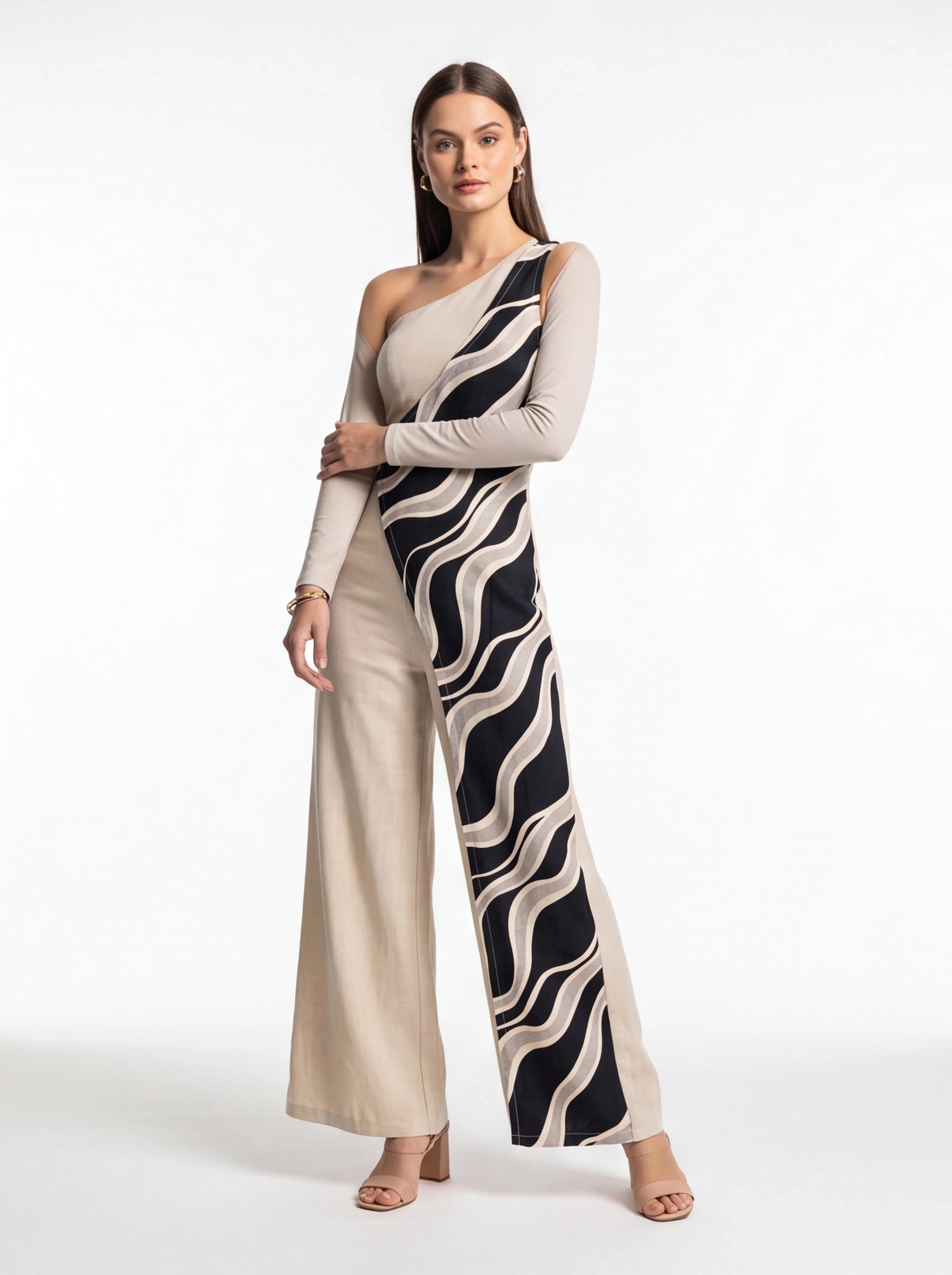 Chic Colorblock Wide-Leg Jumpsuit for Women | Elegant Design, Comforta by Jamota One-Pieces Jumpsuits