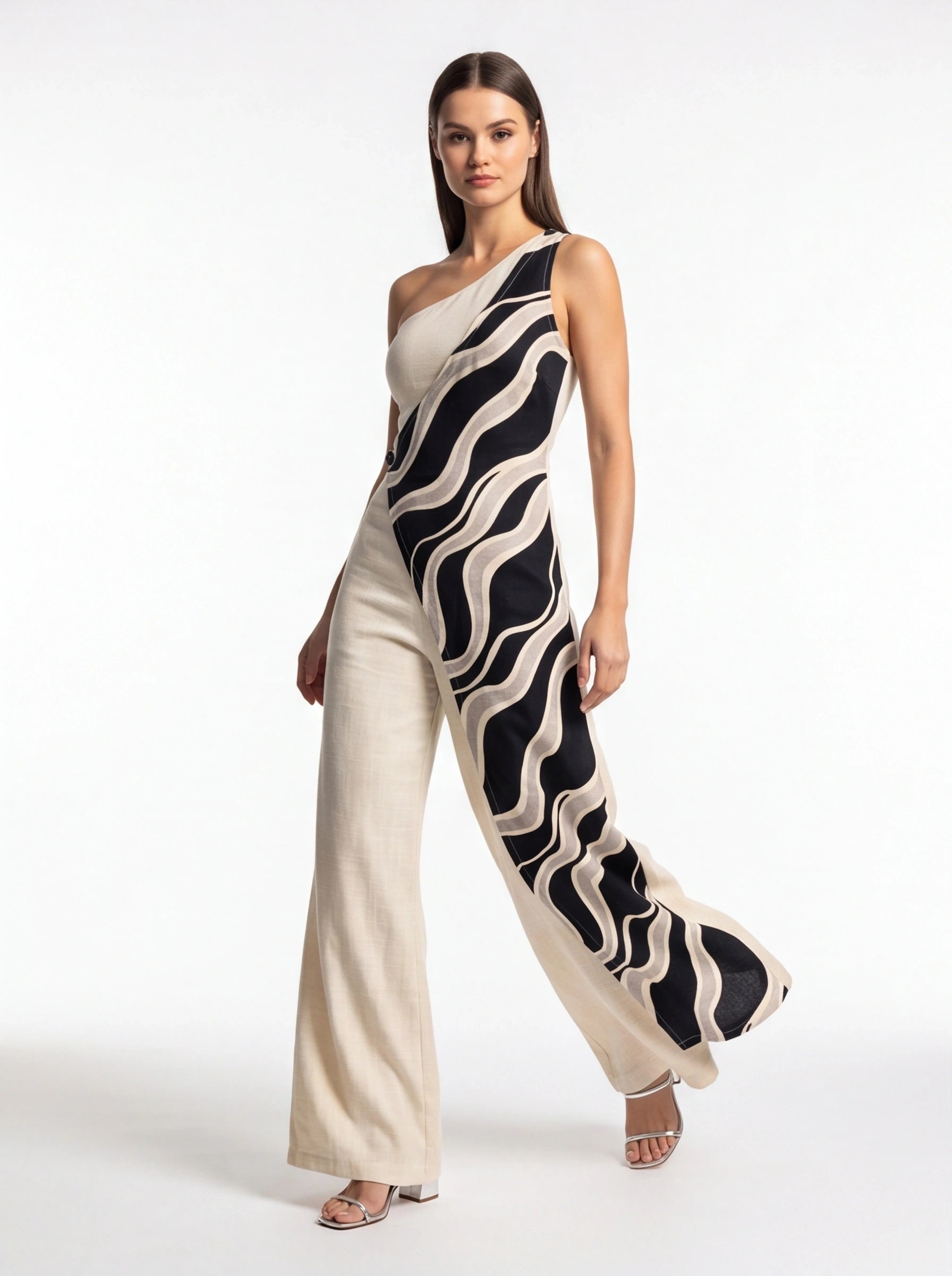 Chic Colorblock Wide-Leg Jumpsuit for Women | Elegant Design, Comforta by Jamota One-Pieces Jumpsuits