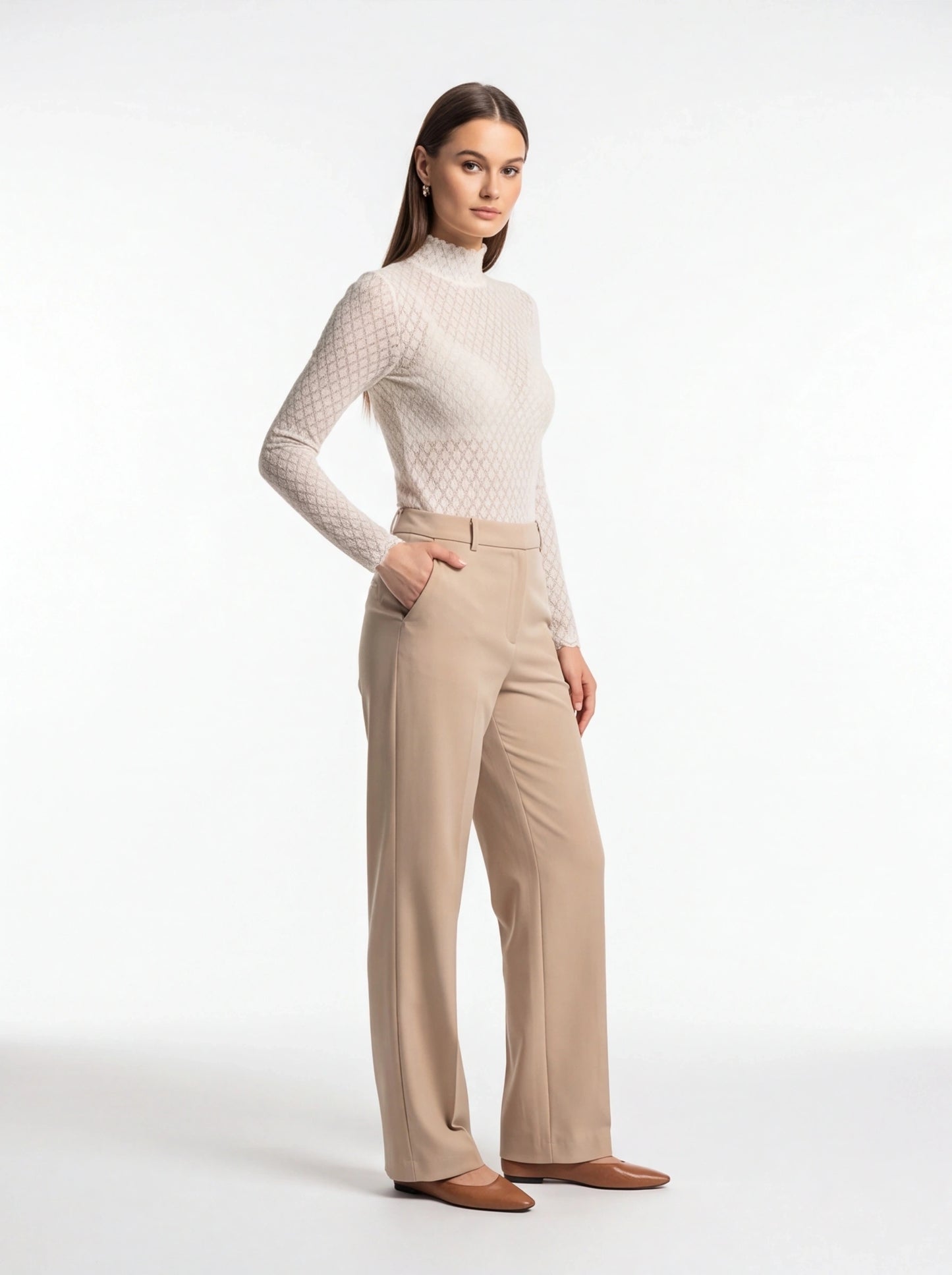 Chic Sheer Lace Blouse for Women with Elegant Detailing & Comfort Fit