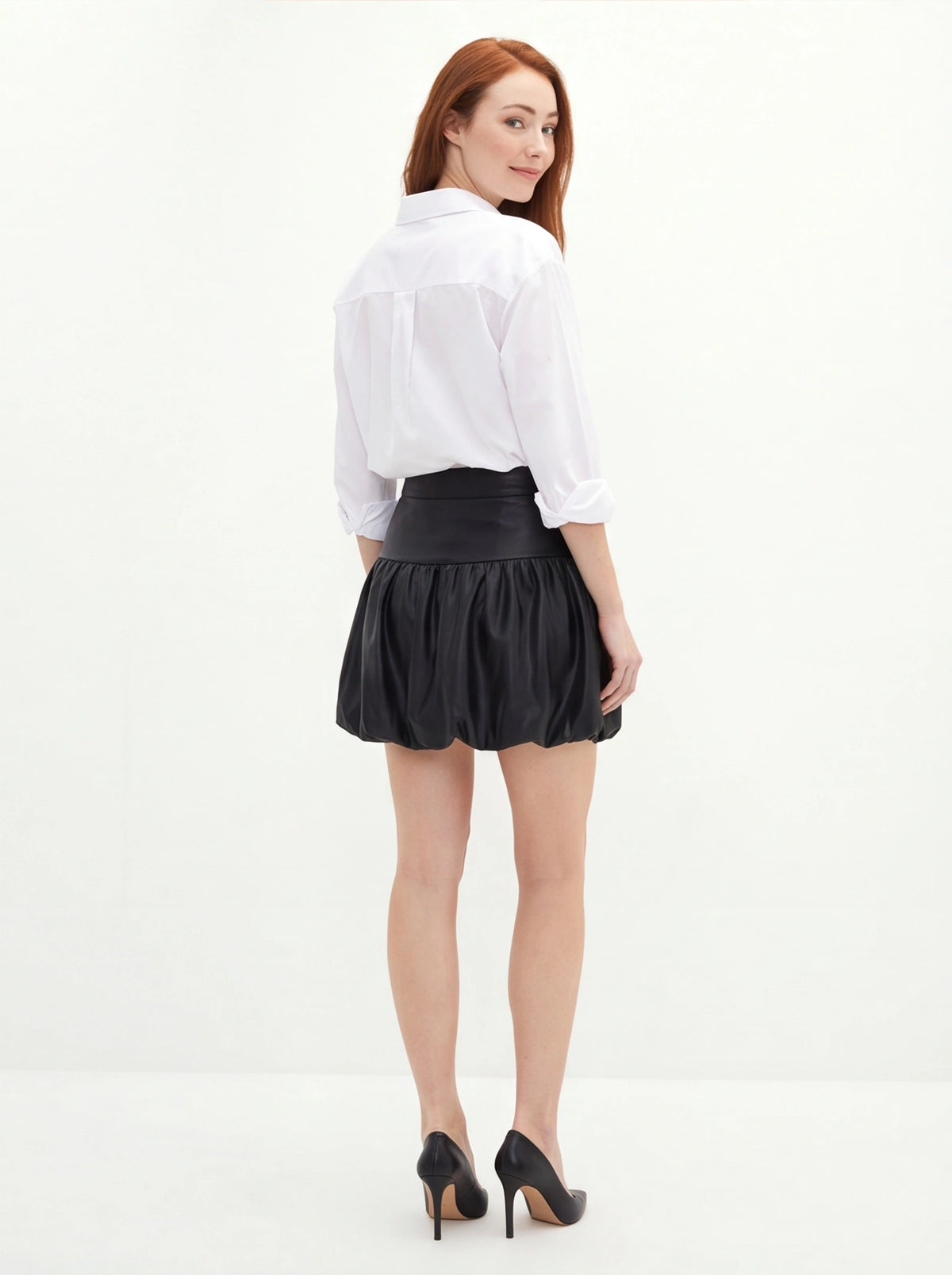 Black Mini Skirt Bubble Silhouette - Jamota