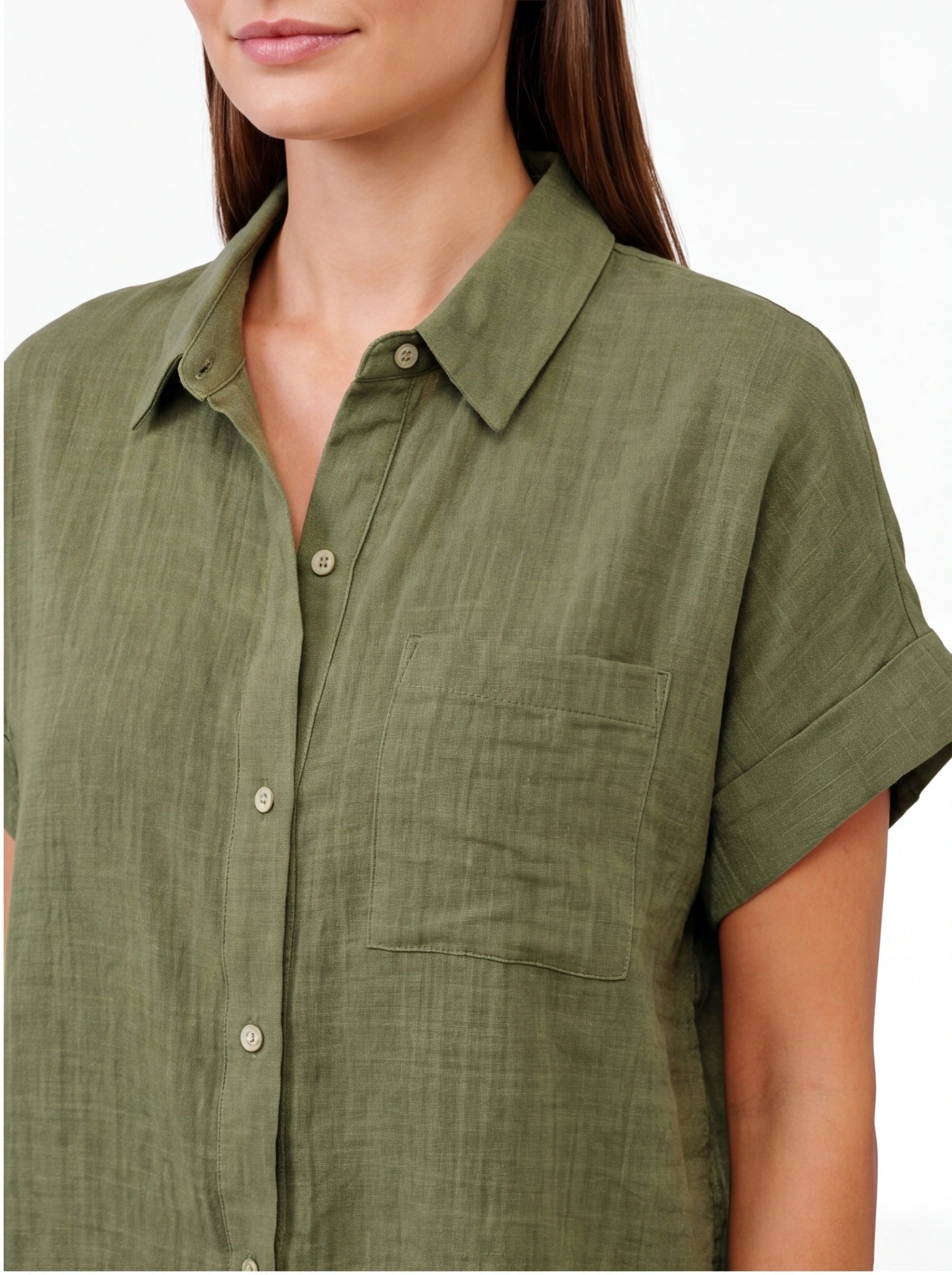 Stylish Lightweight Linen Blouse with Breathable Fabric and Tailored F by Jamota Blouses Blouses