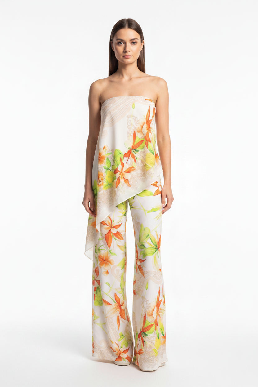 Elegant Tropical Floral Jumpsuit for Women - Lightweight & Comfortable by Jamota One-Pieces Jumpsuits