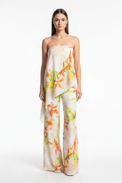 Elegant Tropical Floral Jumpsuit for Women - Lightweight & Comfortable by Jamota One-Pieces Jumpsuits