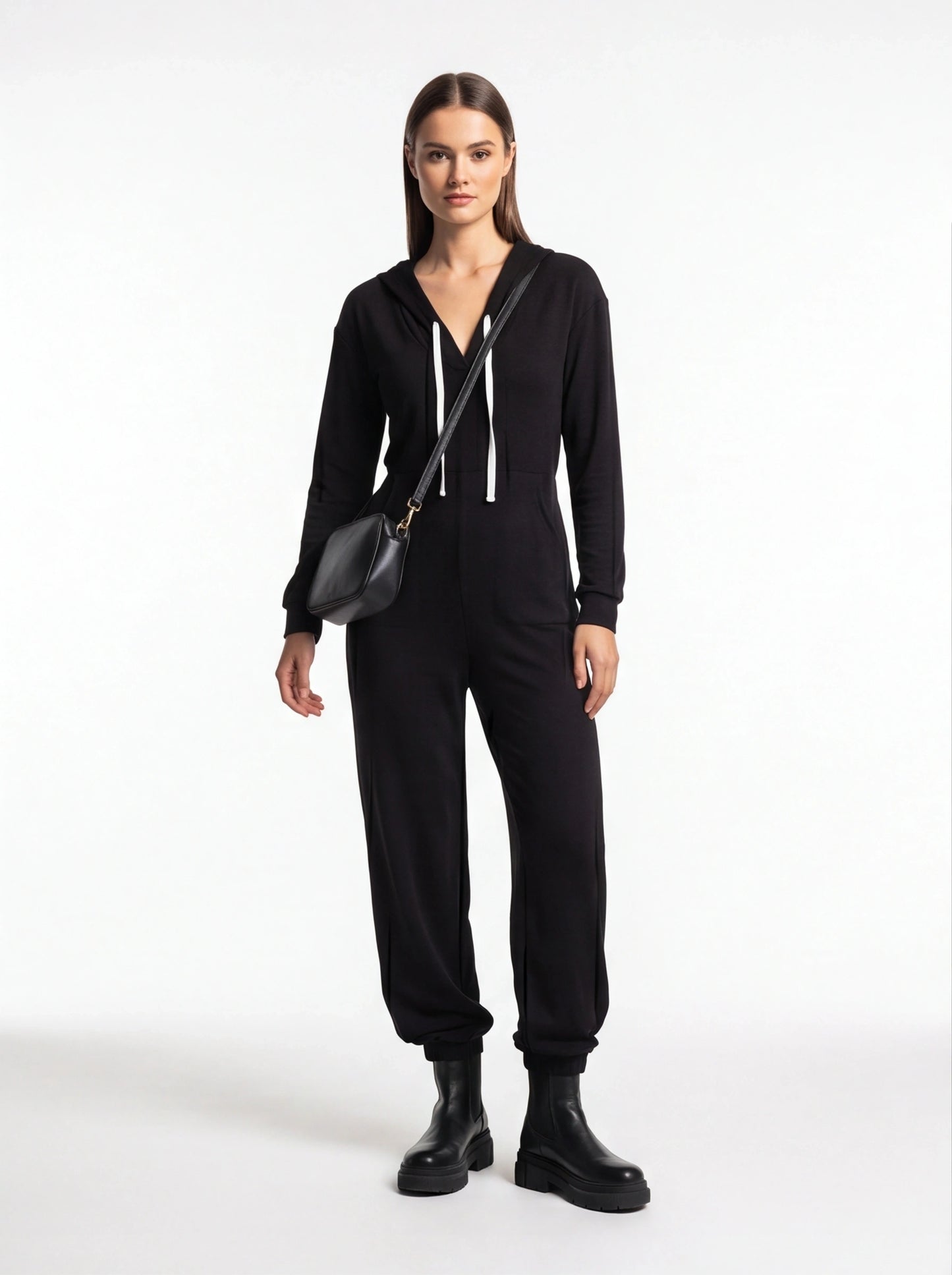 Trendy Hooded Cuffed Jumpsuit for Women | Soft Fabric & Adjustable Wai by Jamota One-Pieces Jumpsuits