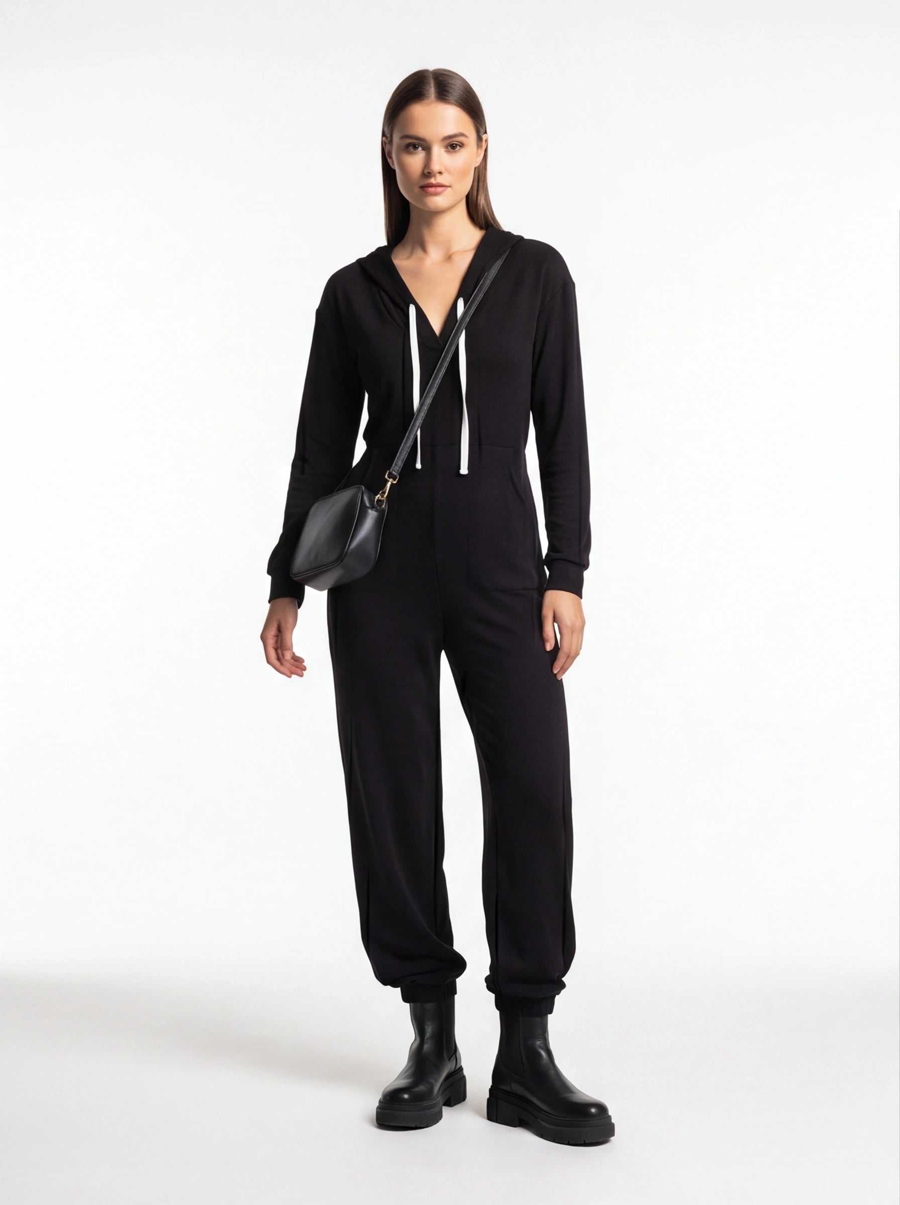 Trendy Hooded Cuffed Jumpsuit for Women | Soft Fabric & Adjustable Wai by Jamota One-Pieces Jumpsuits
