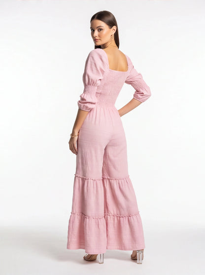 Elegant Wide-Leg Jumpsuit for Women with Pockets & Adjustable Straps by Jamota One-Pieces Jumpsuits