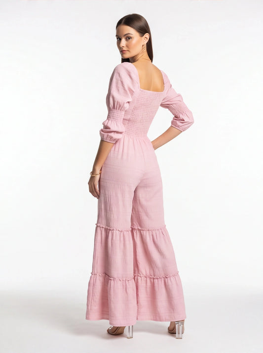 Elegant Wide-Leg Jumpsuit for Women with Pockets & Adjustable Straps by Jamota One-Pieces Jumpsuits
