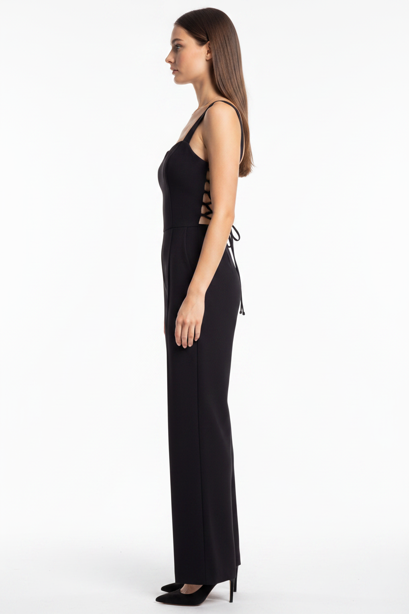 Elegant Black Women's Jumpsuit with Tailored Fit and Pockets - Jamota