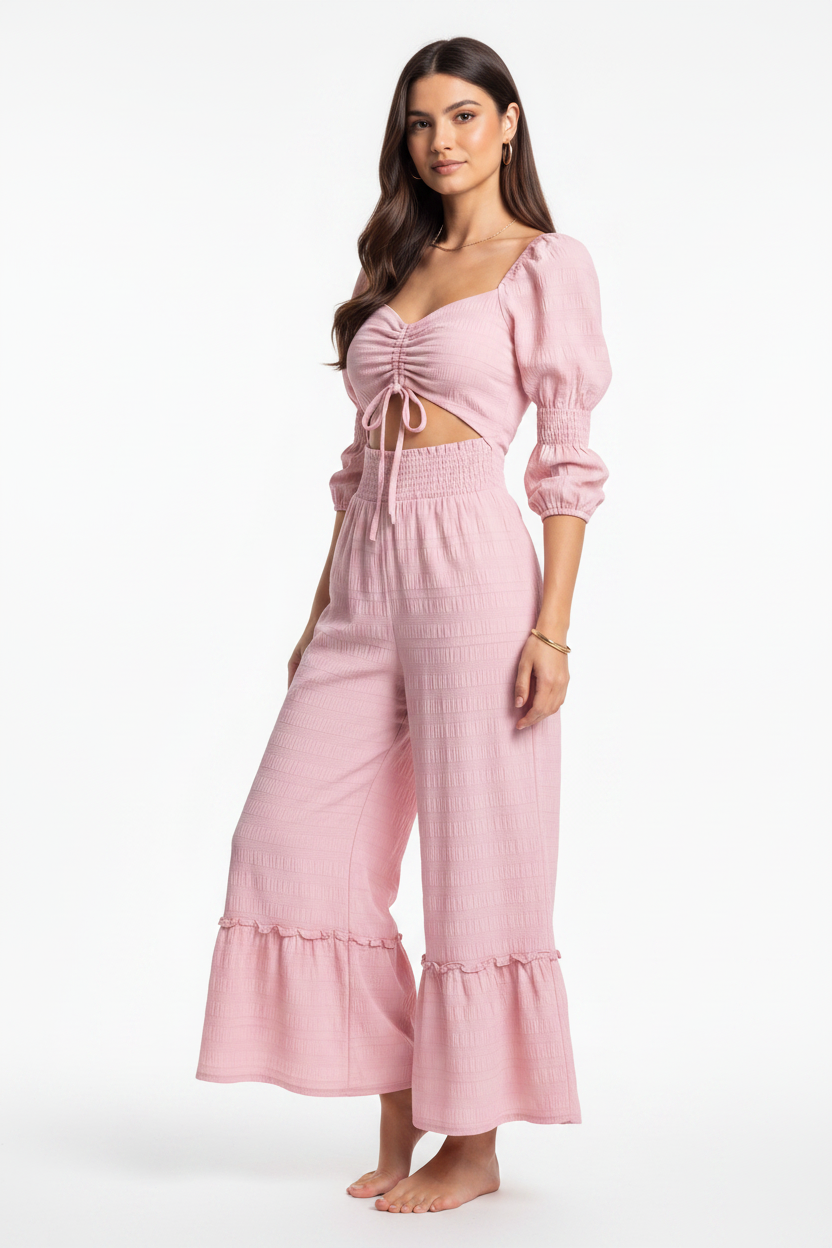 Elegant Wide-Leg Jumpsuit for Women with Pockets & Adjustable Straps by Jamota One-Pieces Jumpsuits