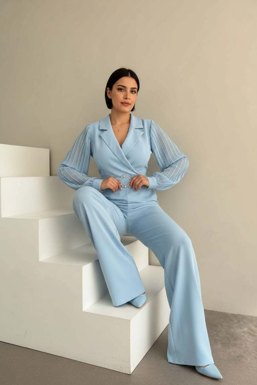 Elegant Blue Jumpsuit for Women | Tailored Fit & Comfortable Fabric - Jamota