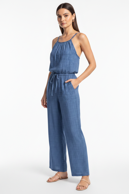 Stylish Lightweight Summer Jumpsuit with Pockets & Adjustable Straps - Jamota