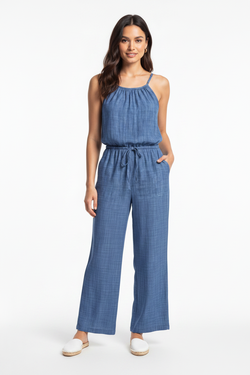 Stylish Lightweight Summer Jumpsuit with Pockets & Adjustable Straps - Jamota