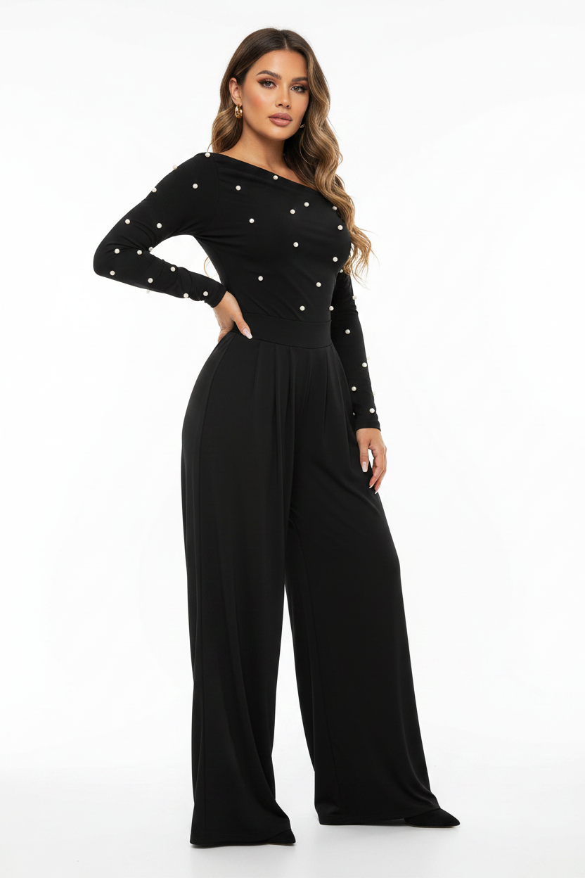 Elegant Black Jumpsuit for Women | Tailored Fit & Versatile Design - Jamota