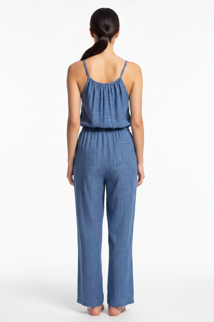 Stylish Lightweight Summer Jumpsuit with Pockets & Adjustable Straps - Jamota