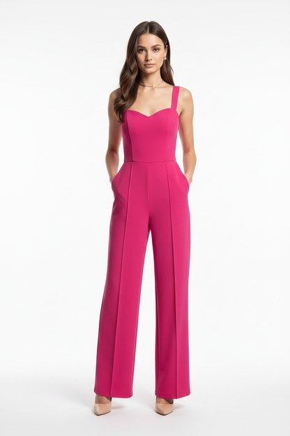 Elegant Black Women's Jumpsuit with Tailored Fit and Pockets - Jamota