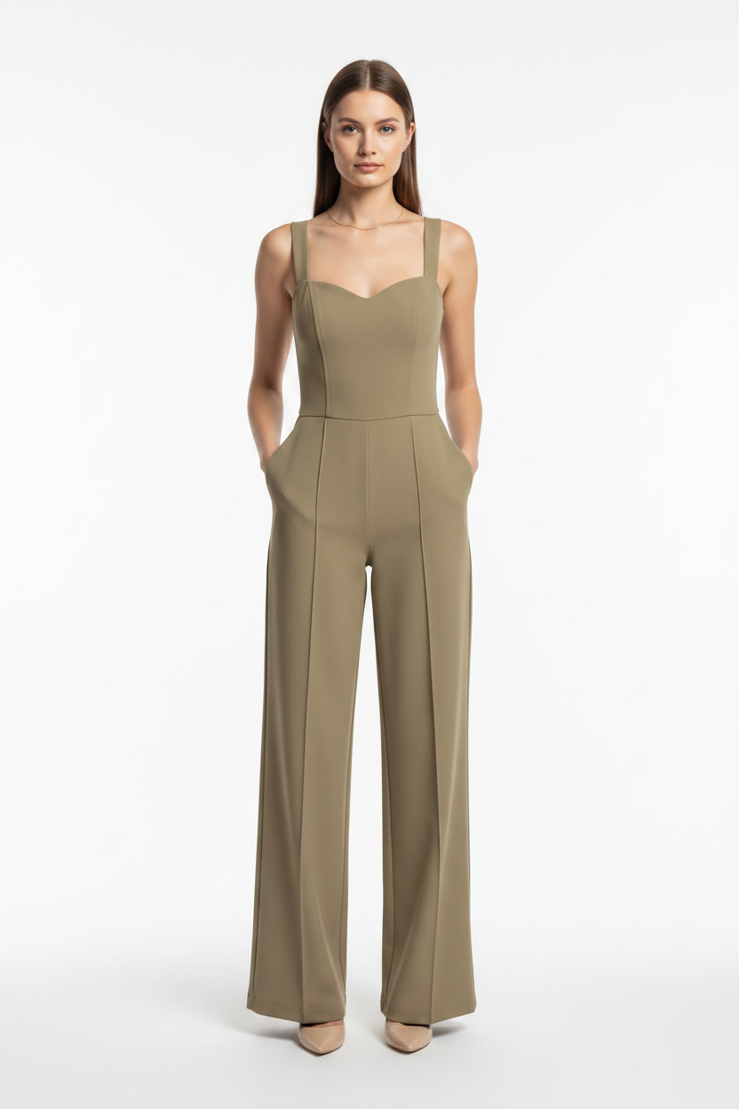 Elegant Black Women's Jumpsuit with Tailored Fit and Pockets - Jamota