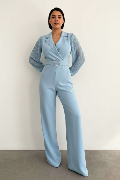 Elegant Blue Jumpsuit for Women | Tailored Fit & Comfortable Fabric by Jamota One-Pieces Jumpsuits
