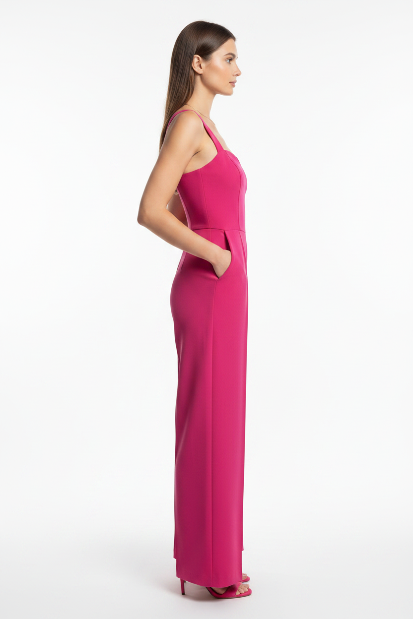 Elegant Black Women's Jumpsuit with Tailored Fit and Pockets - Jamota