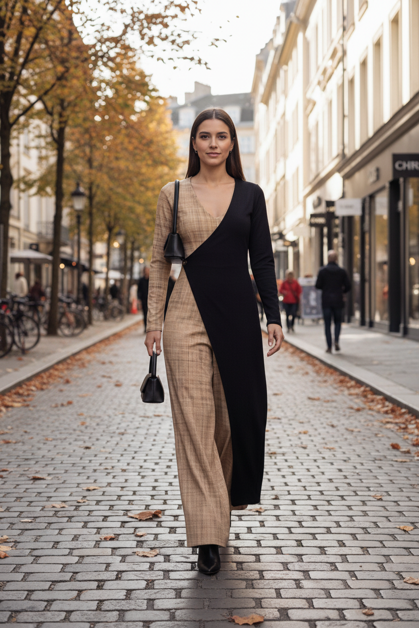 Stylish Colorblock Casual Jumpsuit with Pockets & Adjustable Straps - Jamota