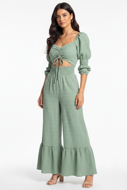 Elegant Wide-Leg Jumpsuit for Women with Pockets & Adjustable Straps by Jamota One-Pieces Jumpsuits