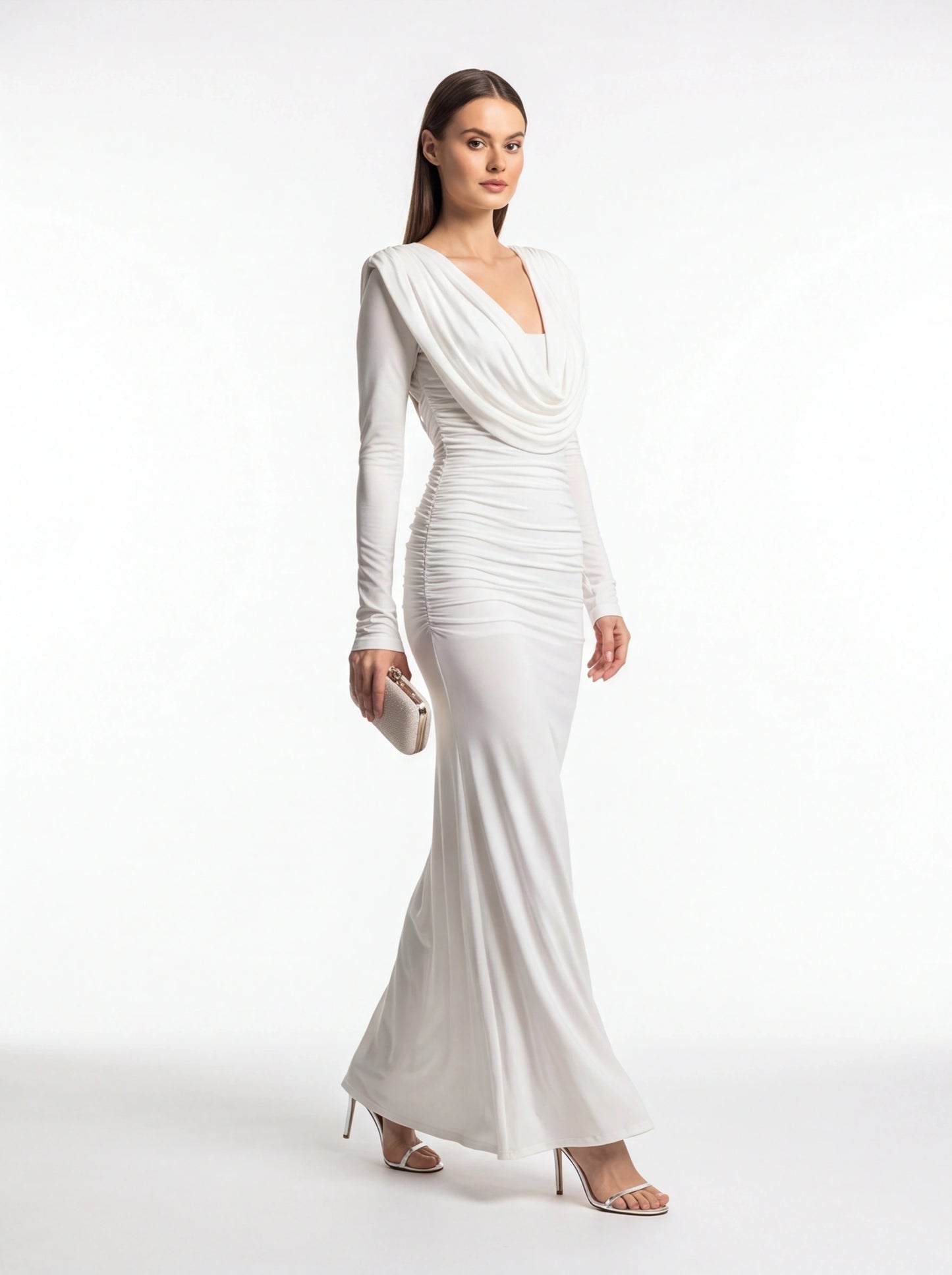 Elegant Backless Black Maxi Dress with Adjustable Straps & Flowing Sil