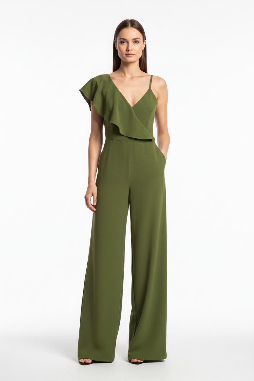 Backless Wide-Leg Jumpsuit with Ruffle Tie Panel - Jamota