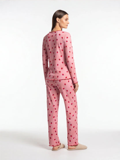 Charming Collection Women's Pajama Set with Frill Trim & Elastic Waist