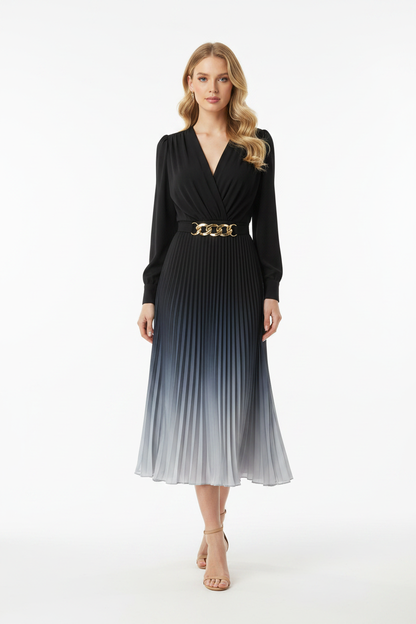 Stylish Ombre Midi Dress with Elegant Sleeves and Flattering Fit by Jamota Dresses Women's Dresses