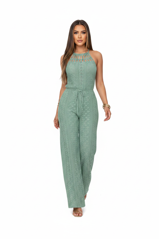 Stylish Breathable Wide-Leg Jumpsuit with Adjustable Straps & Pockets by Jamota One-Pieces Jumpsuits