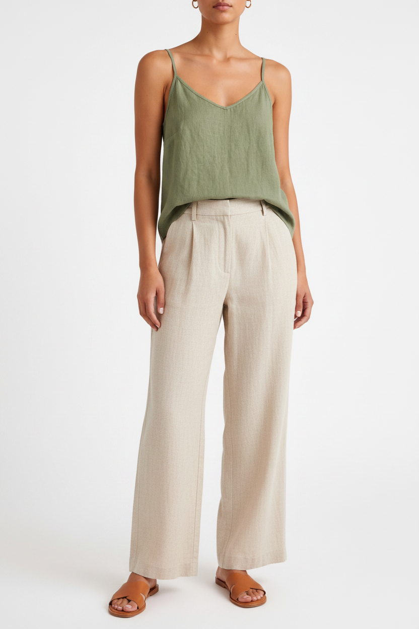 Chic Lightweight Linen Tank Top | Breathable Fabric & Versatile Design by Jamota Tank Tops Shirts & Blouses