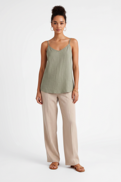 Chic Lightweight Linen Tank Top | Breathable Fabric & Versatile Design by Jamota Tank Tops Shirts & Blouses