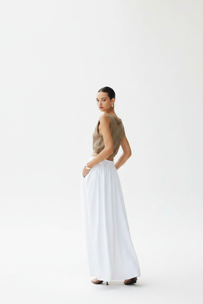 Stylish White Sleeveless Crop Top with Soft Fabric and Tailored Fit by Jamota Tank Tops T-Shirts