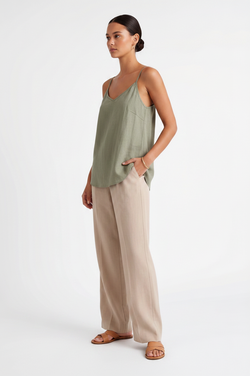 Chic Lightweight Linen Tank Top | Breathable Fabric & Versatile Design by Jamota Tank Tops Shirts & Blouses