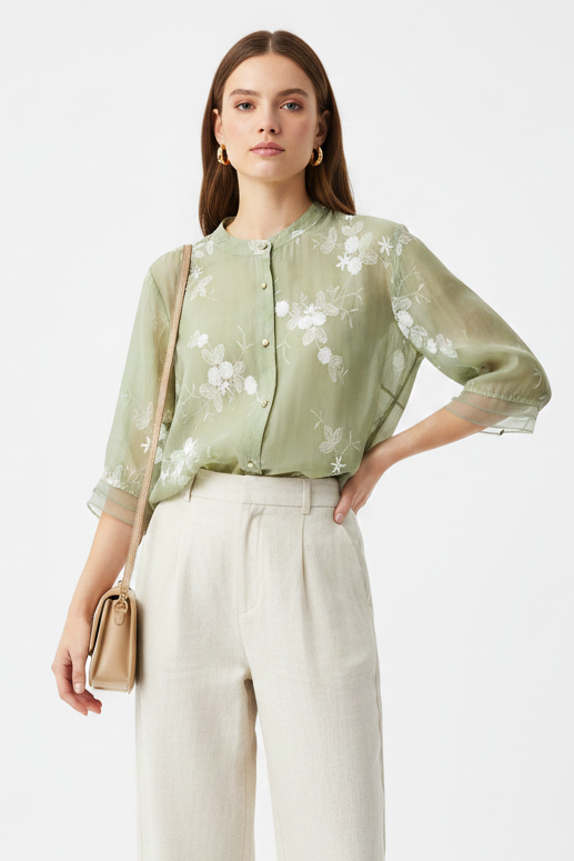Elegant Floral Women's Top with Lightweight Fabric and Comfortable Fit by Jamota Clothing Tops Women’s Tops