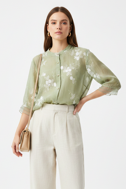 Elegant Floral Women's Top with Lightweight Fabric and Comfortable Fit by Jamota Clothing Tops Women’s Tops