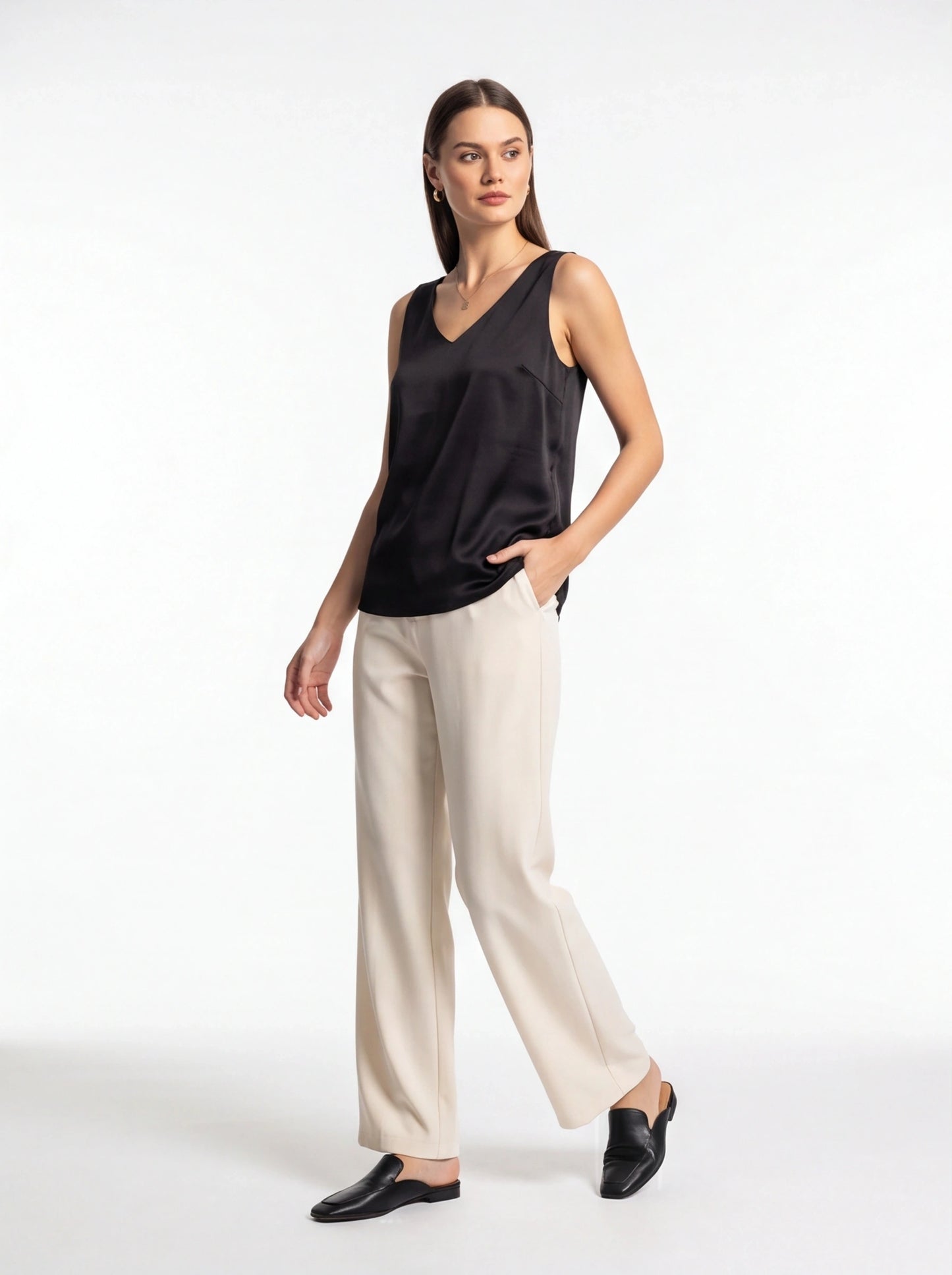 Chic Lightweight Draped Tank Top with Elegant Flow and Versatile Style