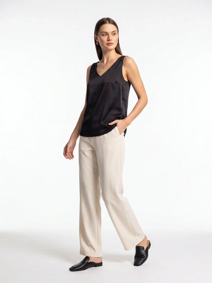 Chic Lightweight Draped Tank Top with Elegant Flow and Versatile Style