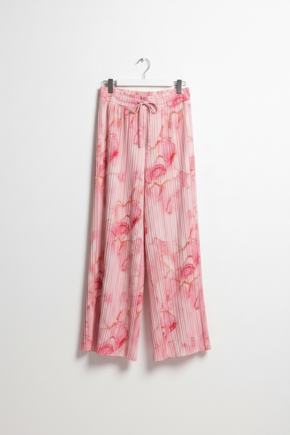 Multicolor Palazzo Pants Fluid Draping All Day Comfort Fit Polyester Elastane Blend - Jamota
