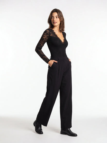 Elegant Sheer Long Sleeve Blouse with Button Details & Relaxed Fit - Jamota