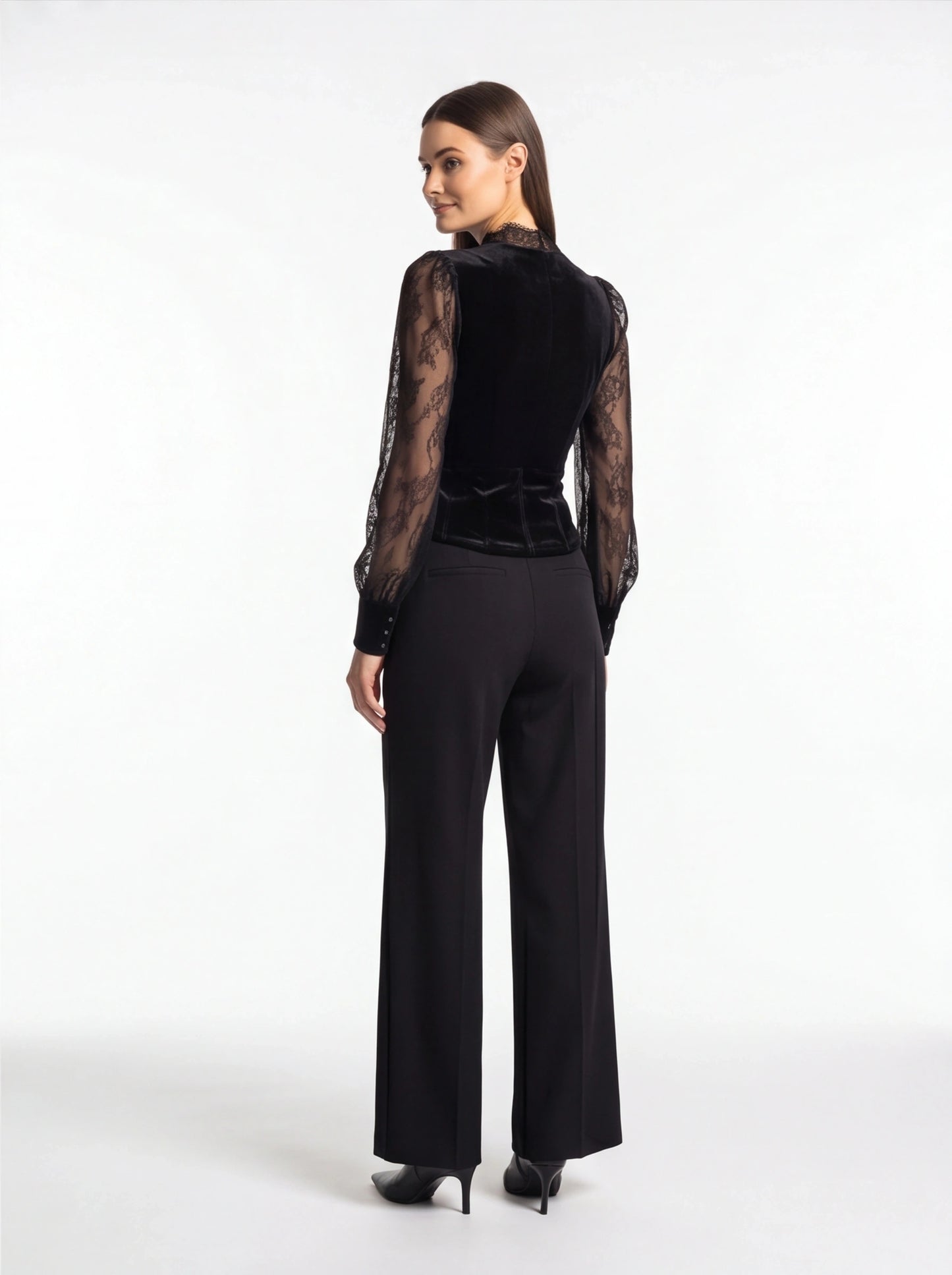Elegant Sheer Lace Blouse for Women - Long Sleeve, Lightweight Design - Jamota