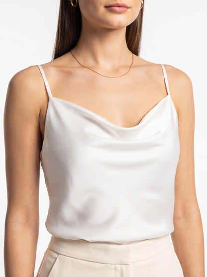 Elegant Silk Cowl Neck Camisole with Adjustable Straps & Luxurious Fin by Jamota Camisoles Camisoles