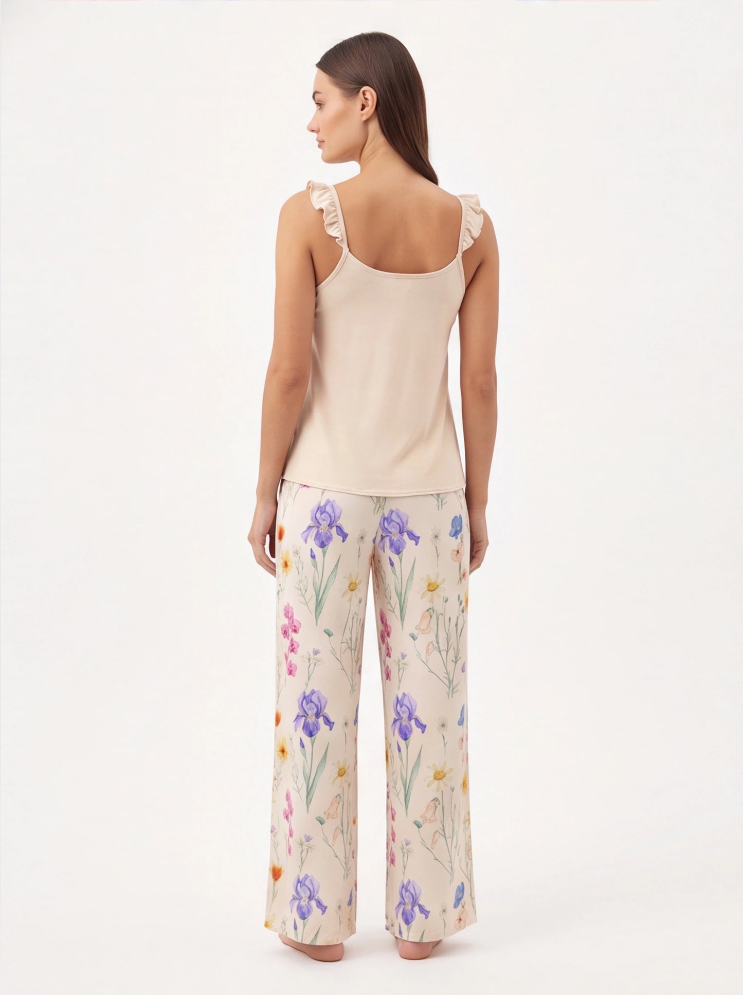 Floral Print Cami Pajama Set with Ruffle Trim by Jamota Robes Women's Pajamas & Robes