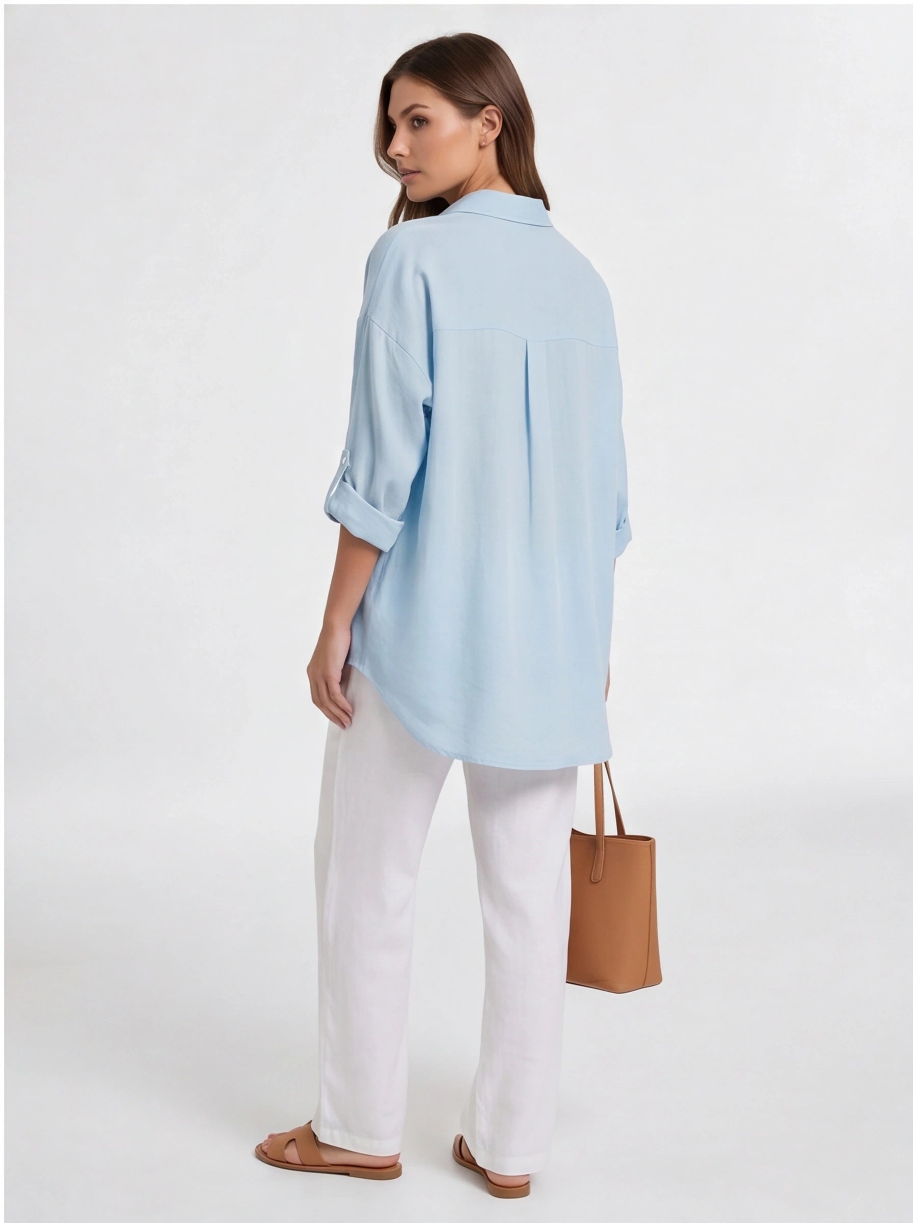 Elegant Oversized Linen Blouse with Breathable Fabric and Relaxed Fit by Jamota Shirts Casual Shirts