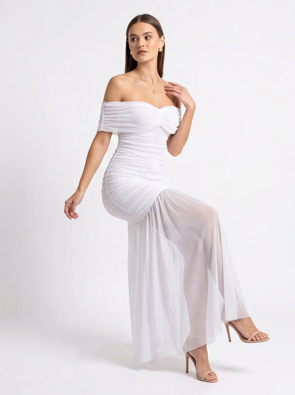 Elegant Slim Fit Evening Dress with Cap Sleeves and Knee-Length Hem by Jamota Dresses Evening Dresses