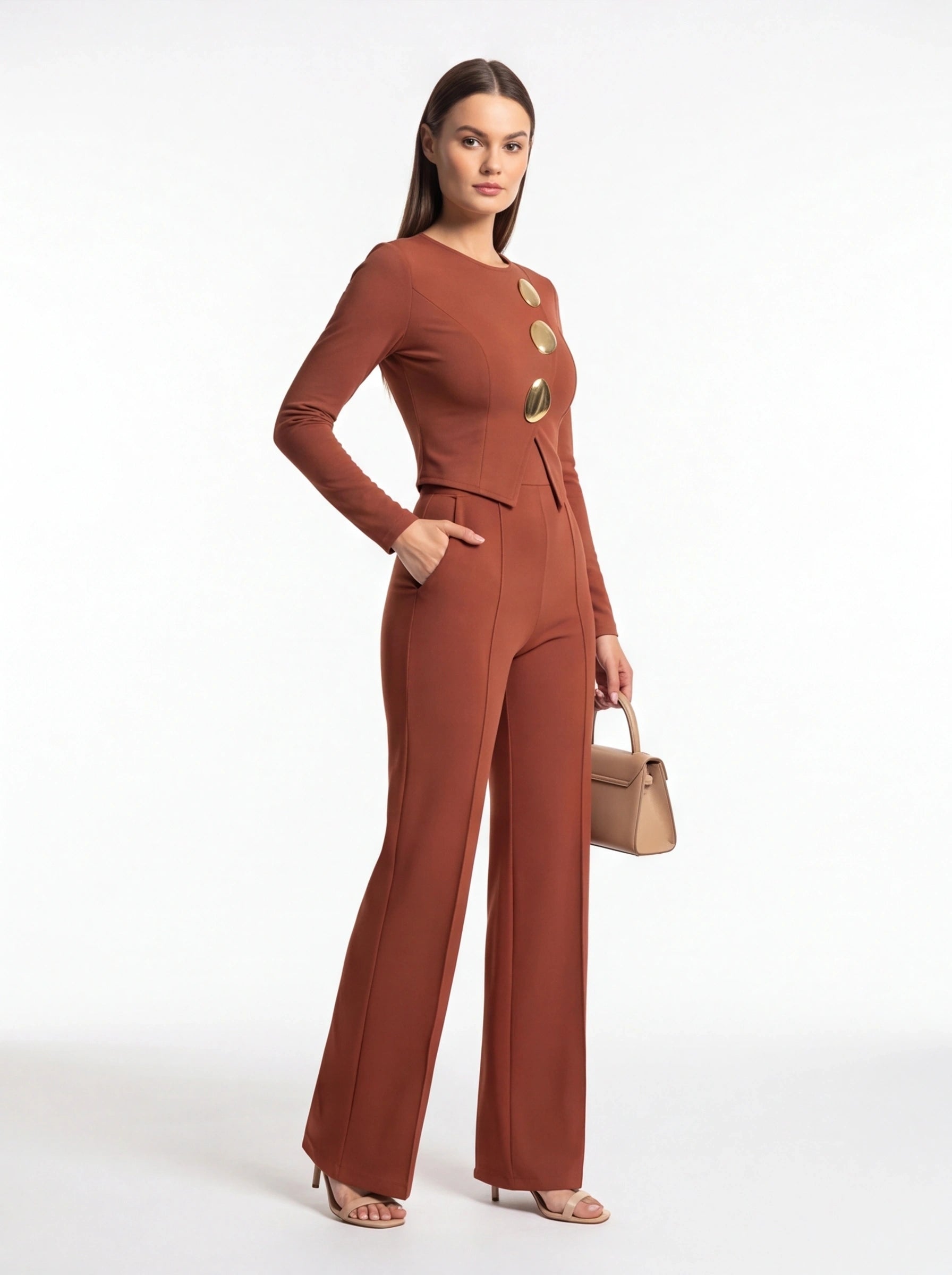 Elegant Stylish Jumpsuit with Pockets & Comfortable Fit for Commuting by Jamota One-Pieces Jumpsuits